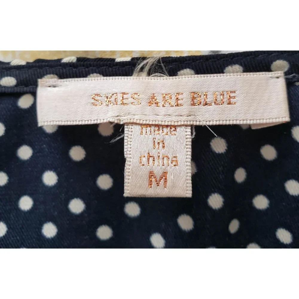 Skies are Blue woman size M Navy with Polka dots Delaine Belted Shirt dress